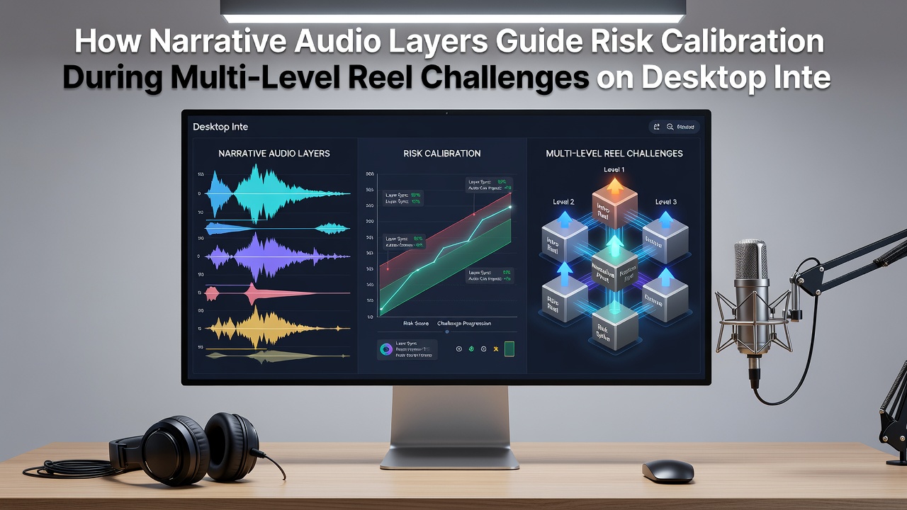 Close-up of desktop reel interface highlighting audio layer indicators during tiered challenges