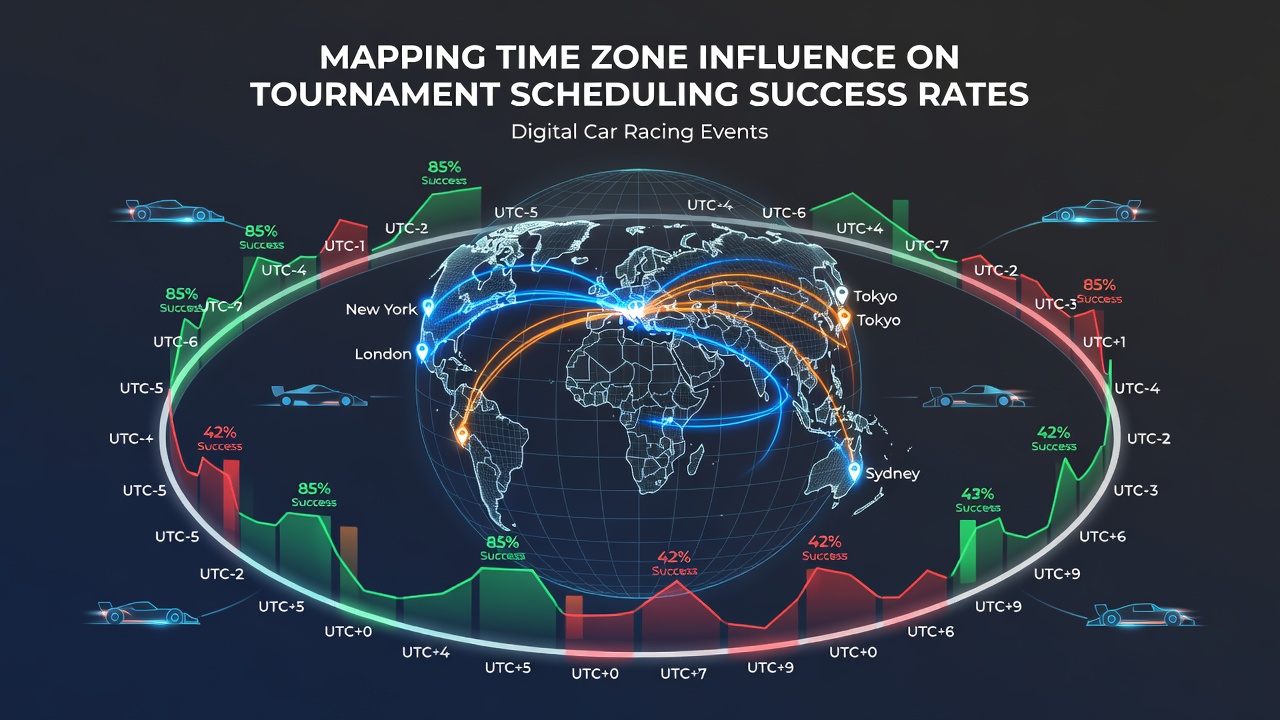 Bar chart illustrating tournament success rates across different time zone offsets in digital card rooms