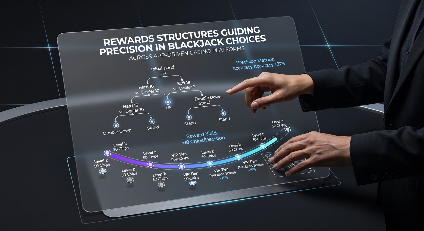 Infographic illustrating reward point multipliers tied to blackjack strategy decisions on casino apps