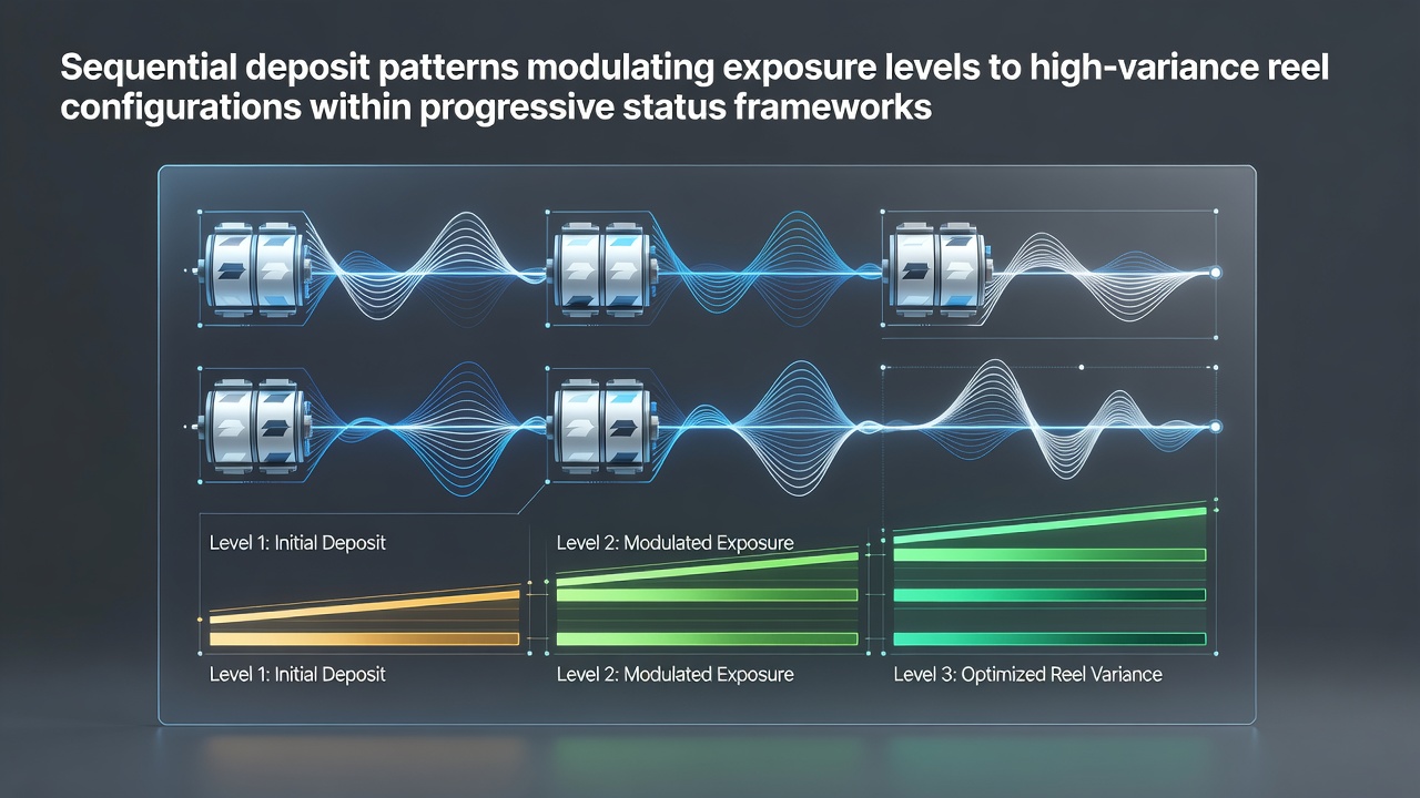 Diagram showing sequential deposit flows into high-variance slot systems and progressive jackpot tiers