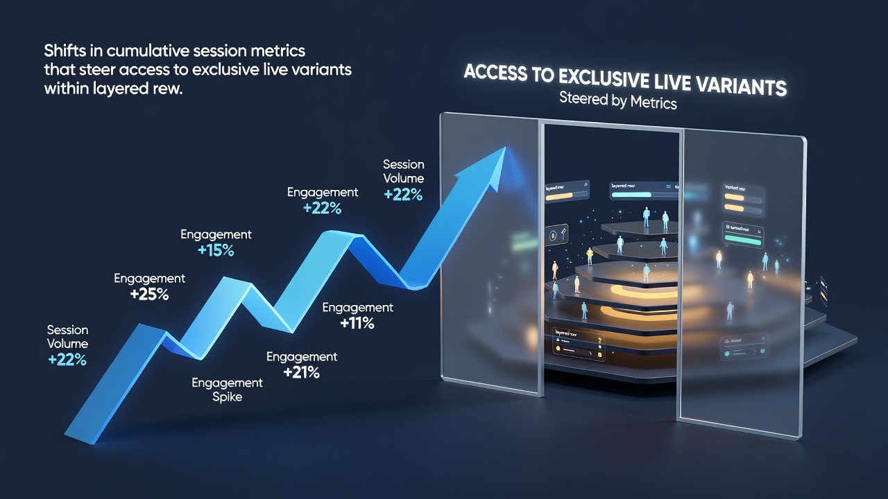 Analytics screen showing session metrics and live variant access tiers on a tablet