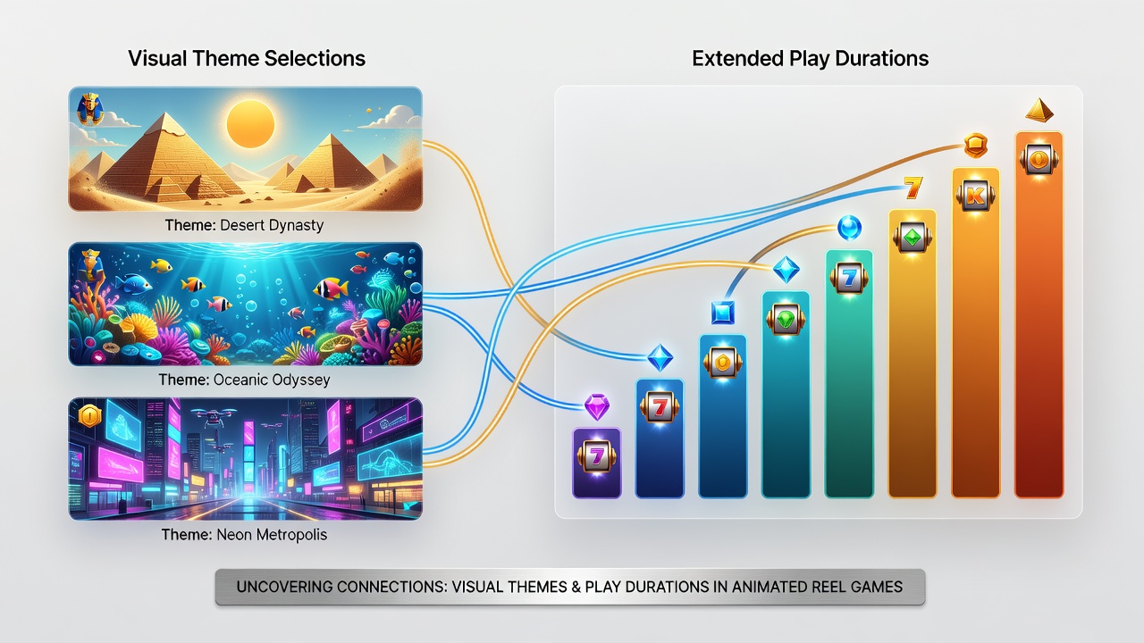 Visual themes in animated reel-based games showing fantasy, adventure, and nature motifs that influence player engagement